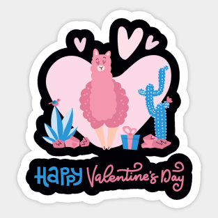 valentines day with cute funny llama love Sticker